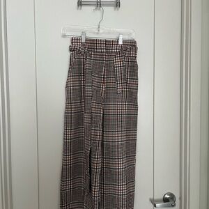 Plaid High-Waisted Pants